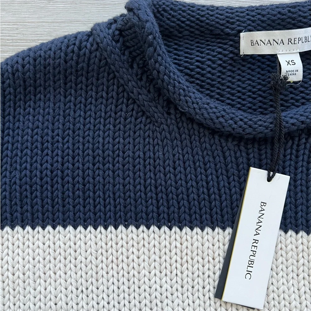 Banana Republic Navy & White Striped Crewneck Sweater - Picture 8 of 8